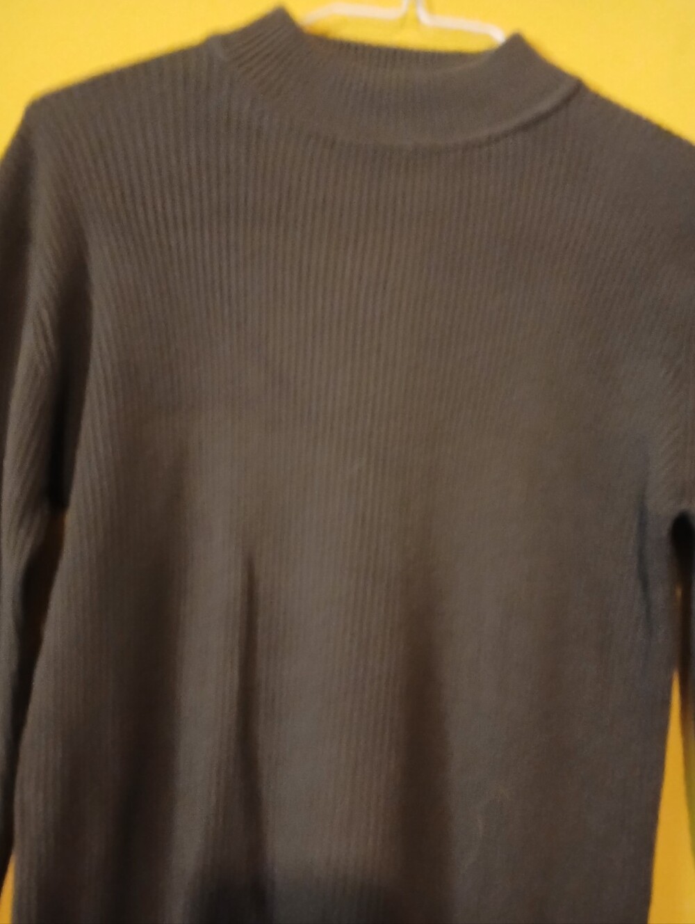Ribbed Mock Neck Women's Sweater in Dark Gray